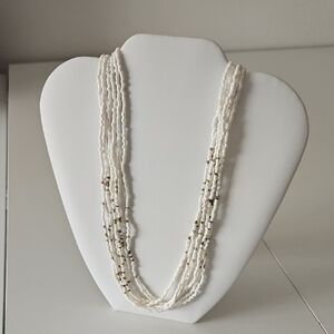 Elegant White and Gold Beaded Necklace